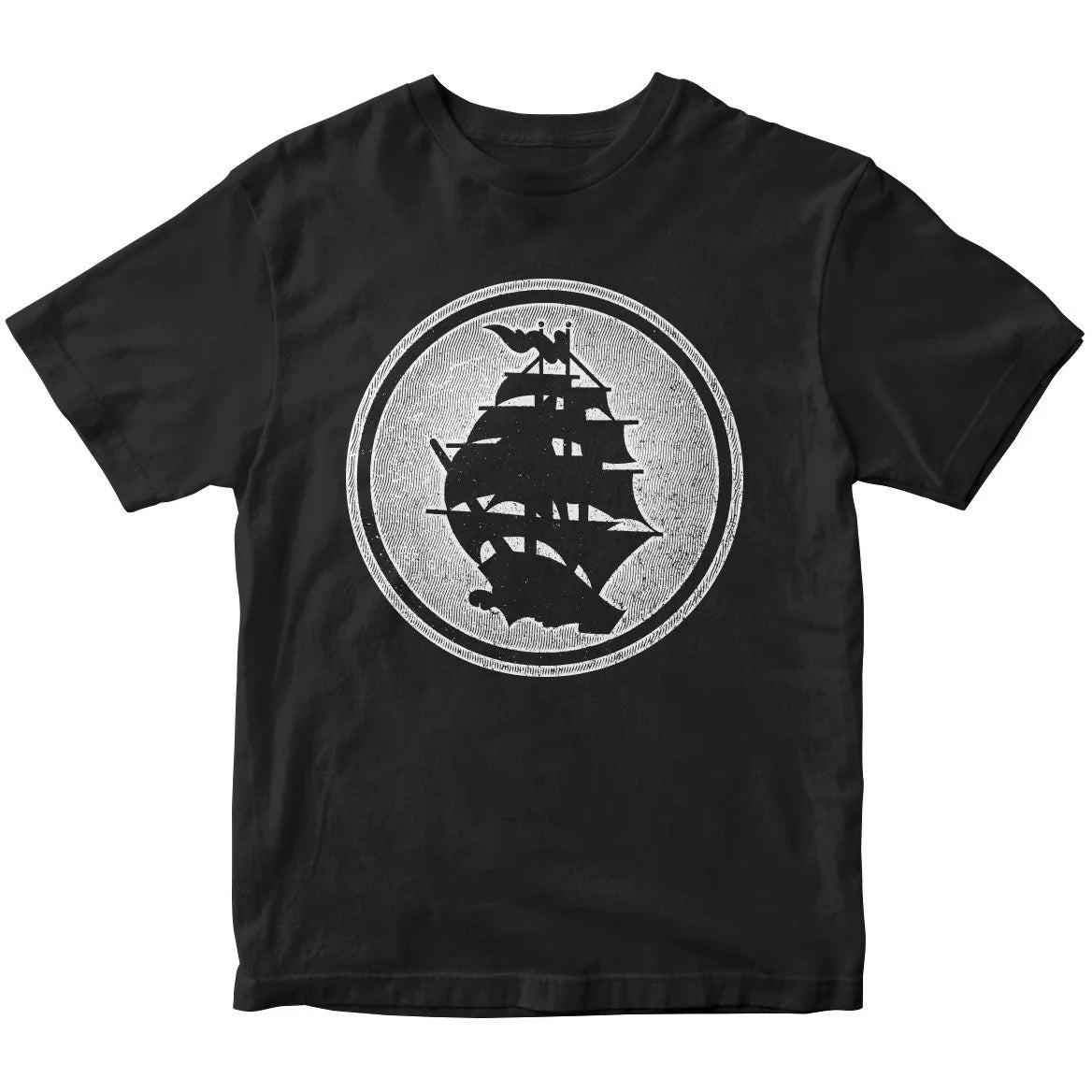 Pirates Press - Circle Logo - White on Black - T-Shirt