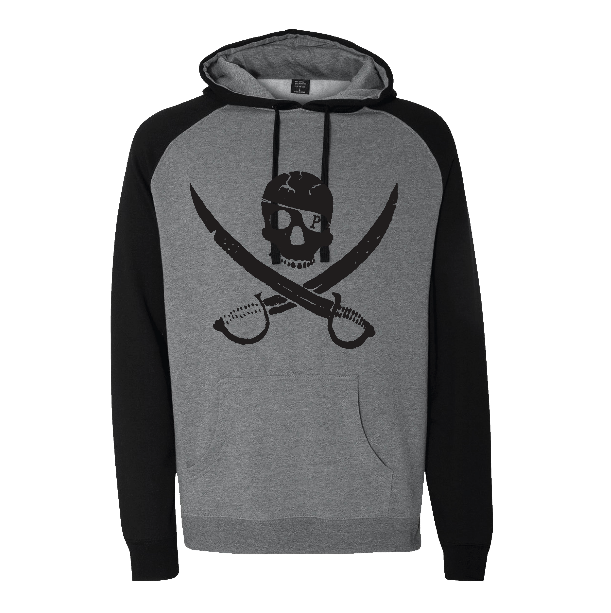 Pirates Press Records - Pirate Logo - Black on Gunmetal Heather / Black - Pullover Hoodie