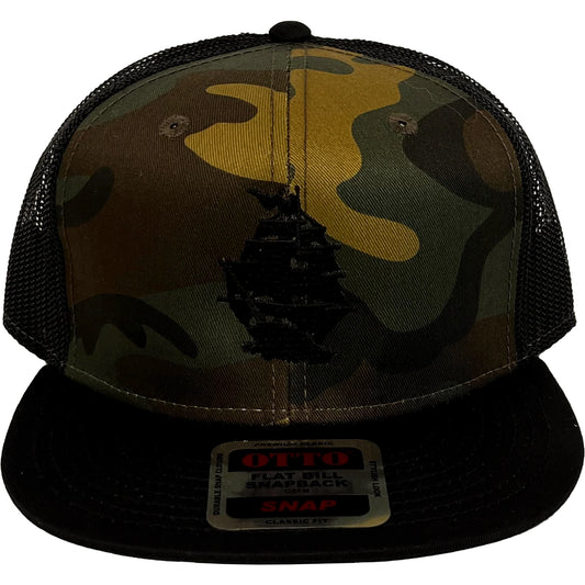 Pirates Press - Ship Logo Black On Camo - Snapback