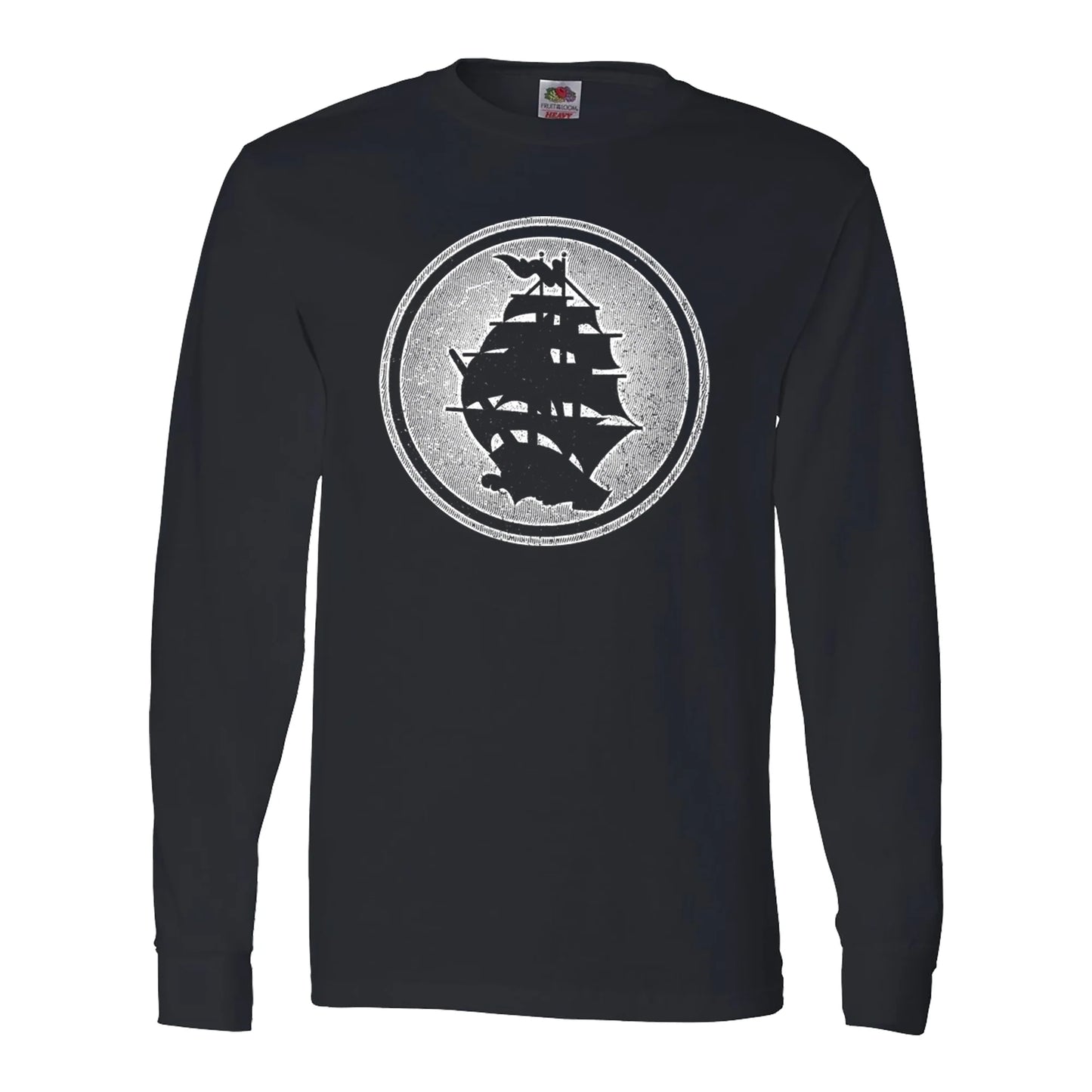 Pirates Press - Circle Logo - White On Black - Long Sleeve