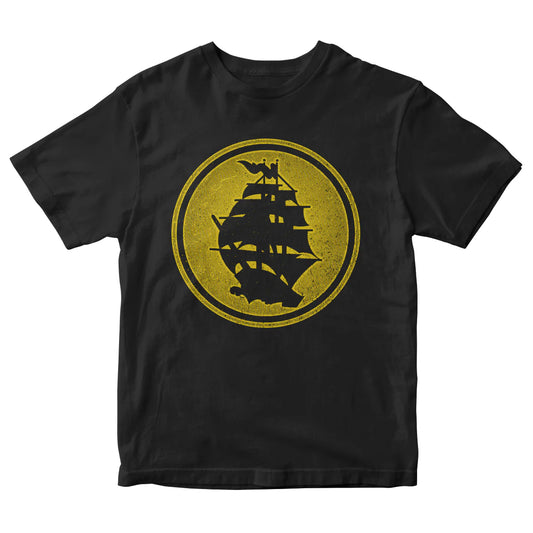 Pirates Press - Circle Logo - Gold on Black - Fitted T-Shirt