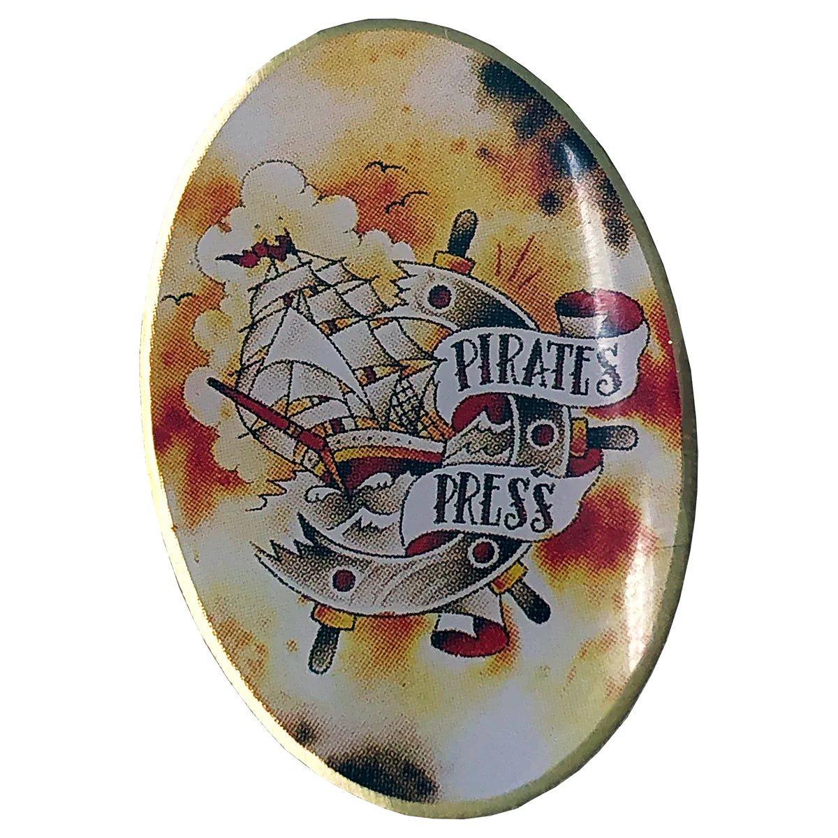 Pirates Press - Full Color Tattoo Ship - Enamel Pin