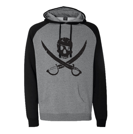 Pirates Press Records - Pirate Logo - Black on Gunmetal Heather / Black - Pullover Hoodie