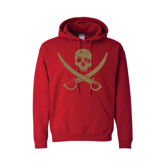 Pirates Press Records - Pirate Logo - Gold on Red - Pullover Hoodie